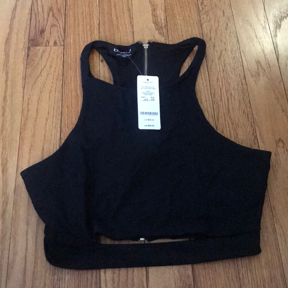 Bebe Slit Front Racerback Crop Top -XS